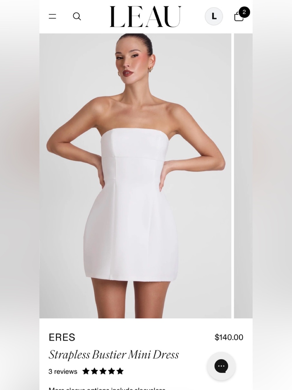 ERES White Strapless Bustier Mini Dress - size XS